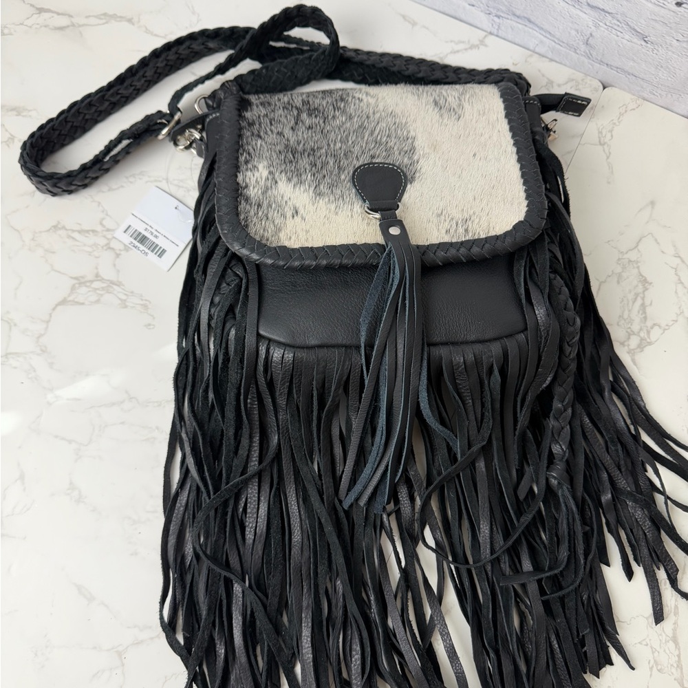 NWT: The Nancy Crossbody Genuine Hairon Cowhide Leather Tassel - Picture 2 of 6